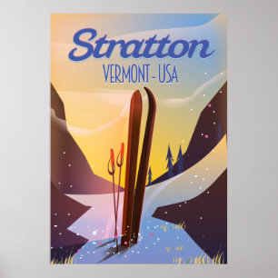 Stratton Vermont-affisch för skidresor Poster
