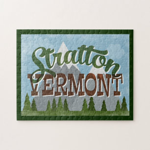 Stratton Vermont roliga Retro snöig berg Pussel