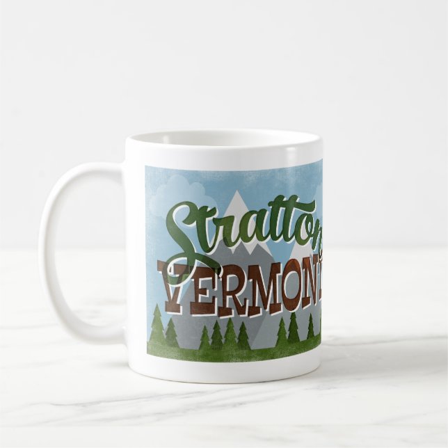 Stratton Vermont Roligt Retro Snowy Mountains Kaffemugg (Vänster)