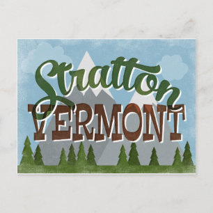 Stratton Vermont Roligt Retro Snowy Mountains Vykort