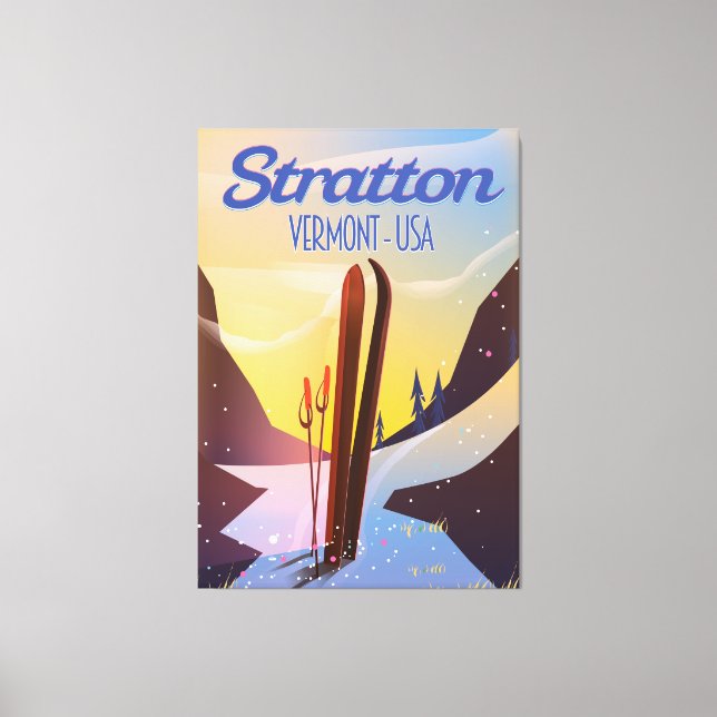 Stratton Vermont skidåkningsaffisch Canvastryck (Framsida)