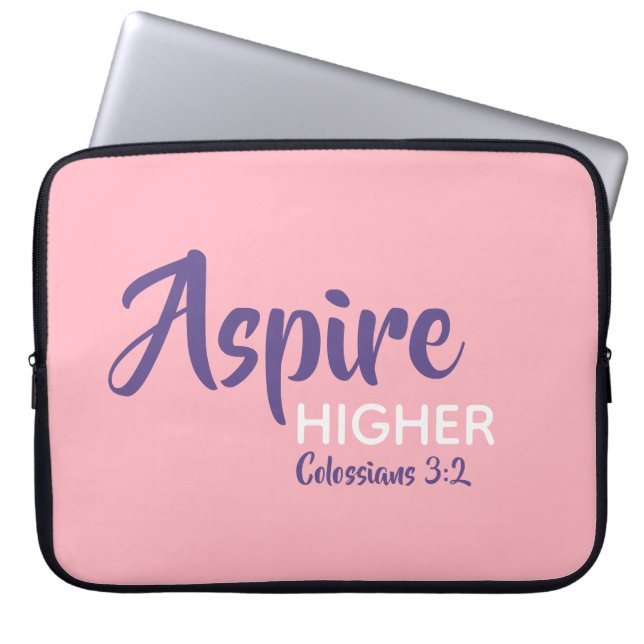 STRÄVA HÖGT Inspirerande kristen rosa Laptop Fodral (Framsidan)