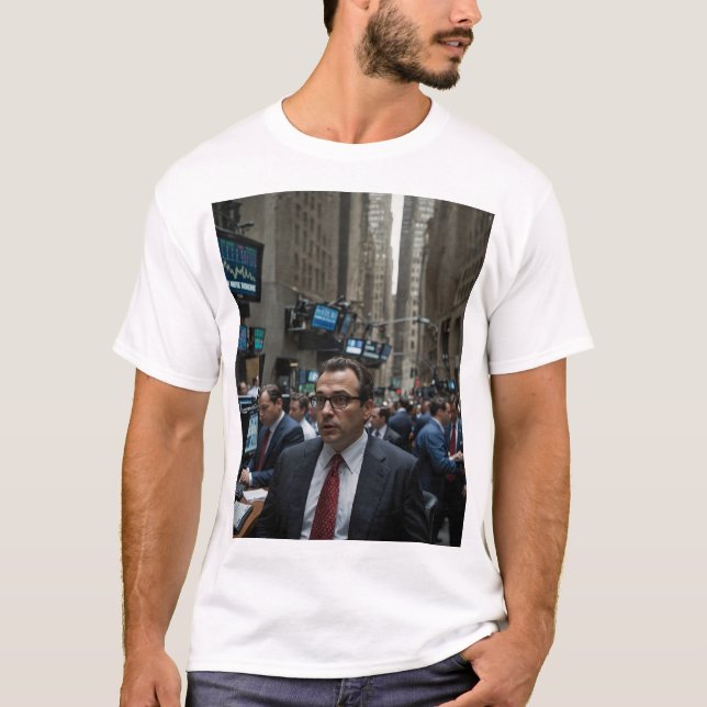 Strävan efter finanskassan: Wall street befälhavar T Shirt (Framsida)