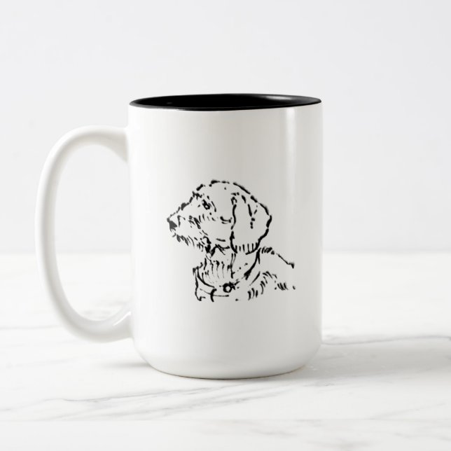 Strävhårig Dachshund Hundmamma Kaffe Två-Tonad Mugg (Vänster)