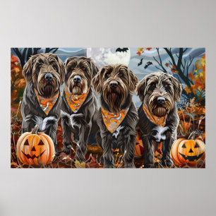 Strävhårig Griffon Halloween Kuslig Poster