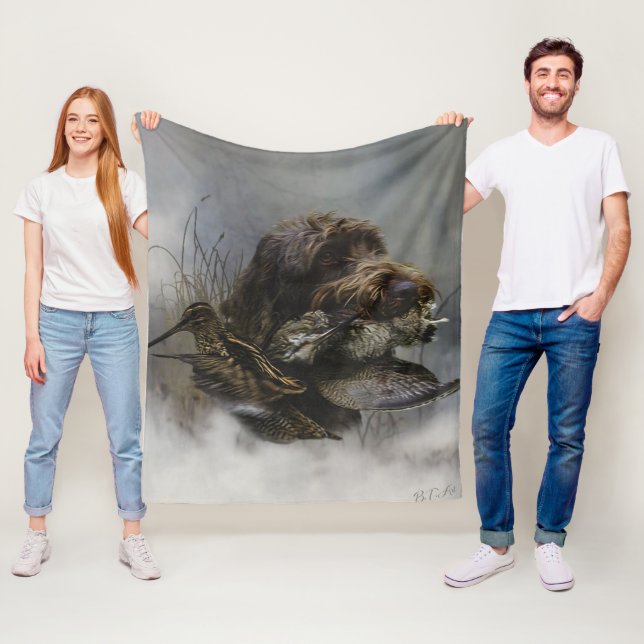 Strävhårig Griffon, skogssneppe jakt  Fleecefilt (På plats)