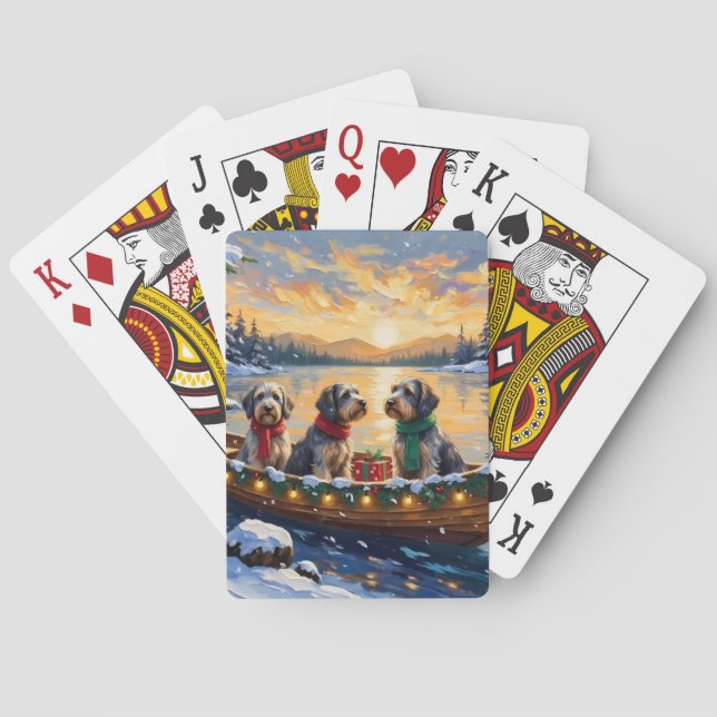 Strävhårig Pointer-Griffel Julbåt Holiday Casinokort (Baksidan)