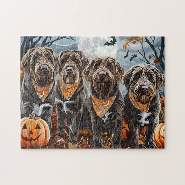 Strävhårig pointing griffon Halloween kuslig Pussel (Horisontell)
