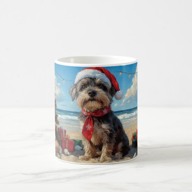 Strävhårig stående griffeltik hund jul strand kaffemugg (Center)