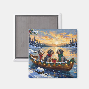 Strävhårig stående griffeltomtebåt julfirande magnet