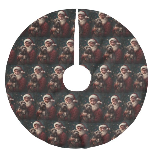 Strävhårig Stående Griffon Jul tomte jul Julgransmatta Borstad Polyester (Framsidan)