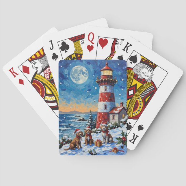 Strävhårig Stående Griffon Julens fyr Casinokort (Baksidan)