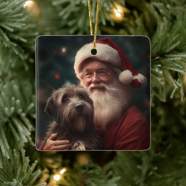 Strävhårig stående griffon jultomte jul julgransprydnad keramik (Träd)