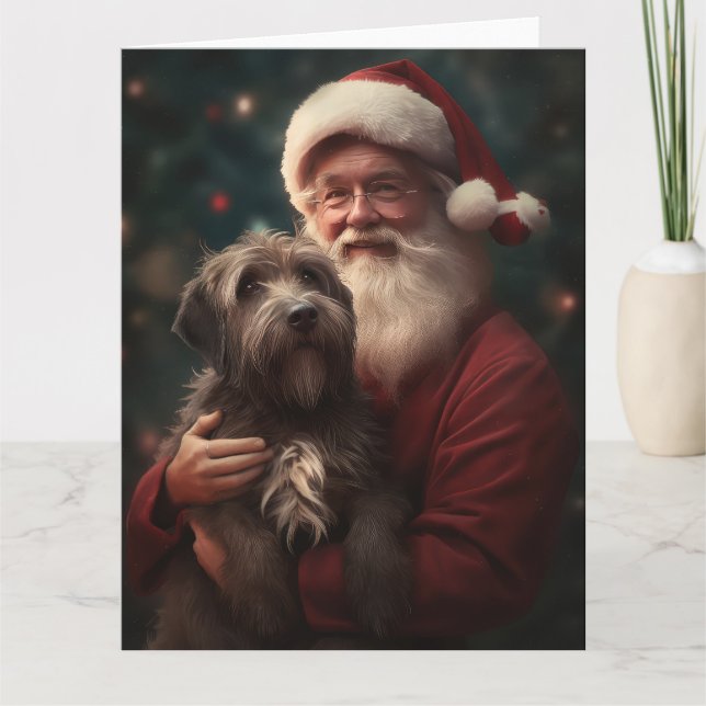 Strävhårig stående griffon jultomte jul kort (Framsida)