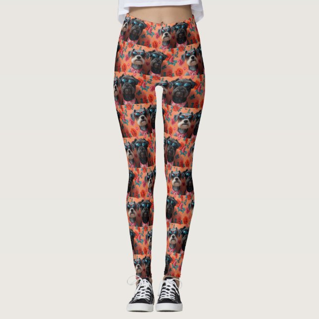 Strävhårig Vorsteh Griffon Hjärtans Dag Leggings (Framsida)