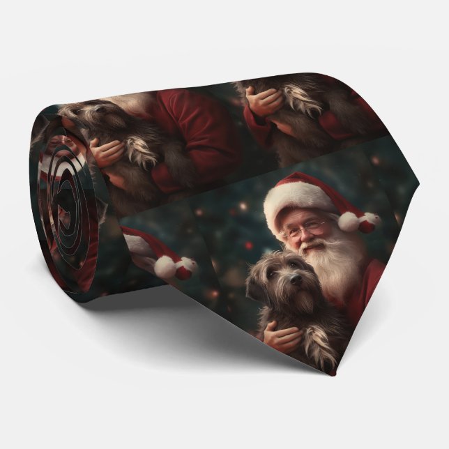 Strävhårig Vorsteh Griffon Tomte Jul Slips (Rullad)