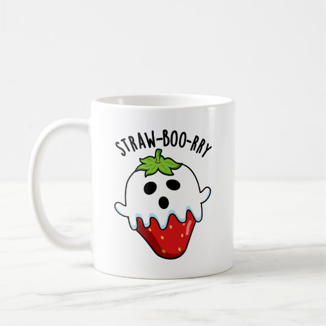Straw-boo-rry Funny Strawberry Pun Kaffemugg (Vänster)