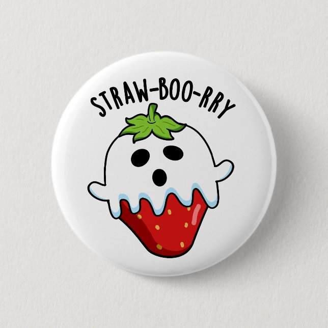 Straw-boo-rry Funny Strawberry Pun Knapp (Framsida)
