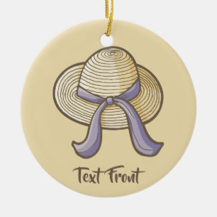 Straw Hat Beige Julgransprydnad Keramik
