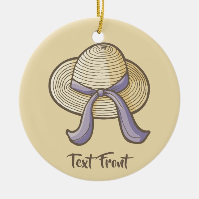 Straw Hat Beige Julgransprydnad Keramik (Framsidan)