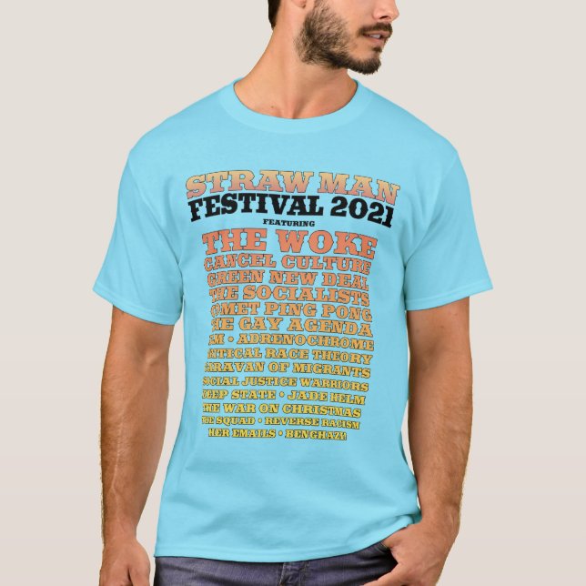 Straw Man Festival Blue T-Shirt (Framsida)