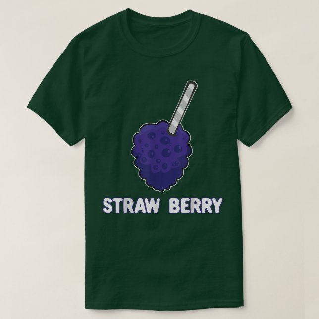Straw Raspberry Pun Summer Fruits Vegan Food Vget T Shirt (Design framsida)