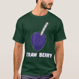 Straw Raspberry Pun Summer Fruits Vegan Food Vget T Shirt