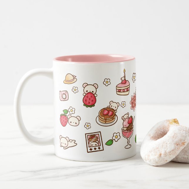 Strawbeary Cute Kawaii Bear Kuma Strawberry Mugg (Med munk)