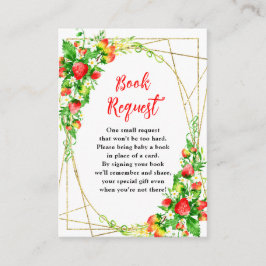 Strawberries and Daisies Baby Shower Book Request Tilläggskort