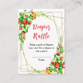 Strawberries and Daisies Baby Shower Diaper Raffle Tilläggskort