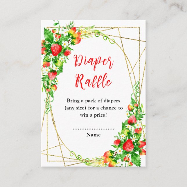 Strawberries and Daisies Baby Shower Diaper Raffle Tilläggskort (Framsida)