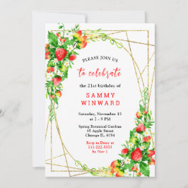 Strawberries and Daisies Birthday Inbjudningar