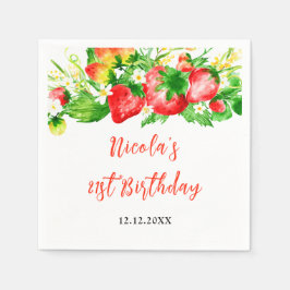 Strawberries and Daisies Birthday Pappersservett