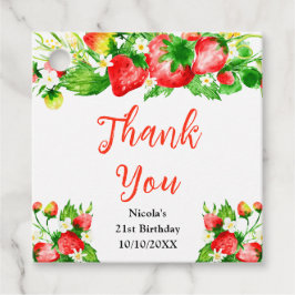 Strawberries and Daisies Birthday Thank You Gåvor Etiketter
