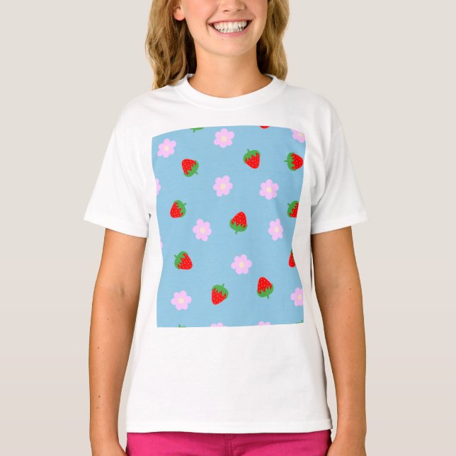 Strawberries & Flowers T Shirt (Framsida)