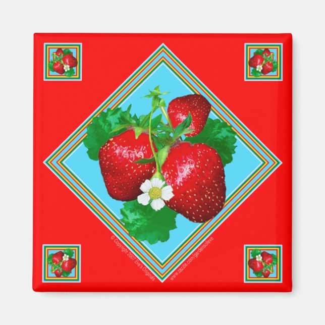 STRAWBERRIES Square Magnet (Framsidan)