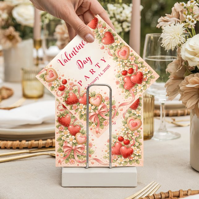 Strawberries & Sweethearts Valentine Party Pappersservett (Skapare uppladdad)