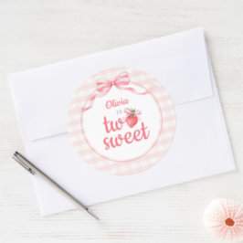 Strawberries Two Sweet 2nd Birthday  Runt Klistermärke