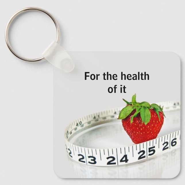 Strawberry and Tape Measure With Quote Nyckelring (Framsida)