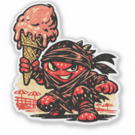 Strawberry Assassin Ice Cream — Vintage Summer Fun Klistermärken