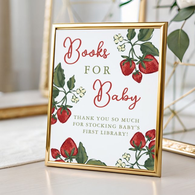 Strawberry Baby Shower Books For Baby Sign Poster (Skapare uppladdad)