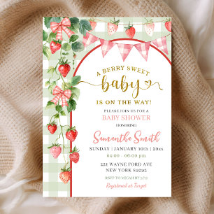 Strawberry Baby Shower Inbjudan