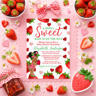 Strawberry Baby Shower Invitation, Berry Sweet Inv Inbjudningar