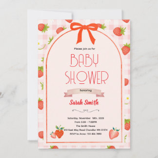 Strawberry baby shower invitation  inbjudningar
