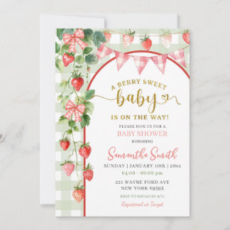 Strawberry Baby Shower Invitation Inbjudningar