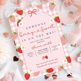 Strawberry Baby Shower Invitation Template, Editab Inbjudningar