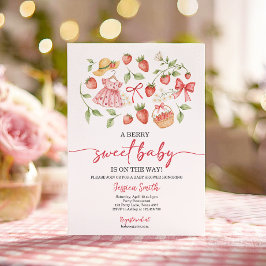 Strawberry Baby Shower Invite Berry Sweet Baby Inbjudningar