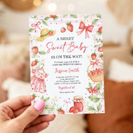 Strawberry Baby Shower Invite Berry Sweet Baby Inbjudningar