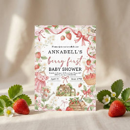Strawberry baby shower Invite First Berry Sweet Inbjudningar