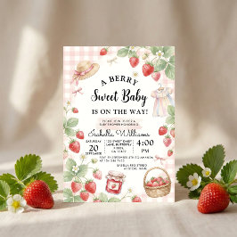 Strawberry baby shower Invite First Berry Sweet Inbjudningar